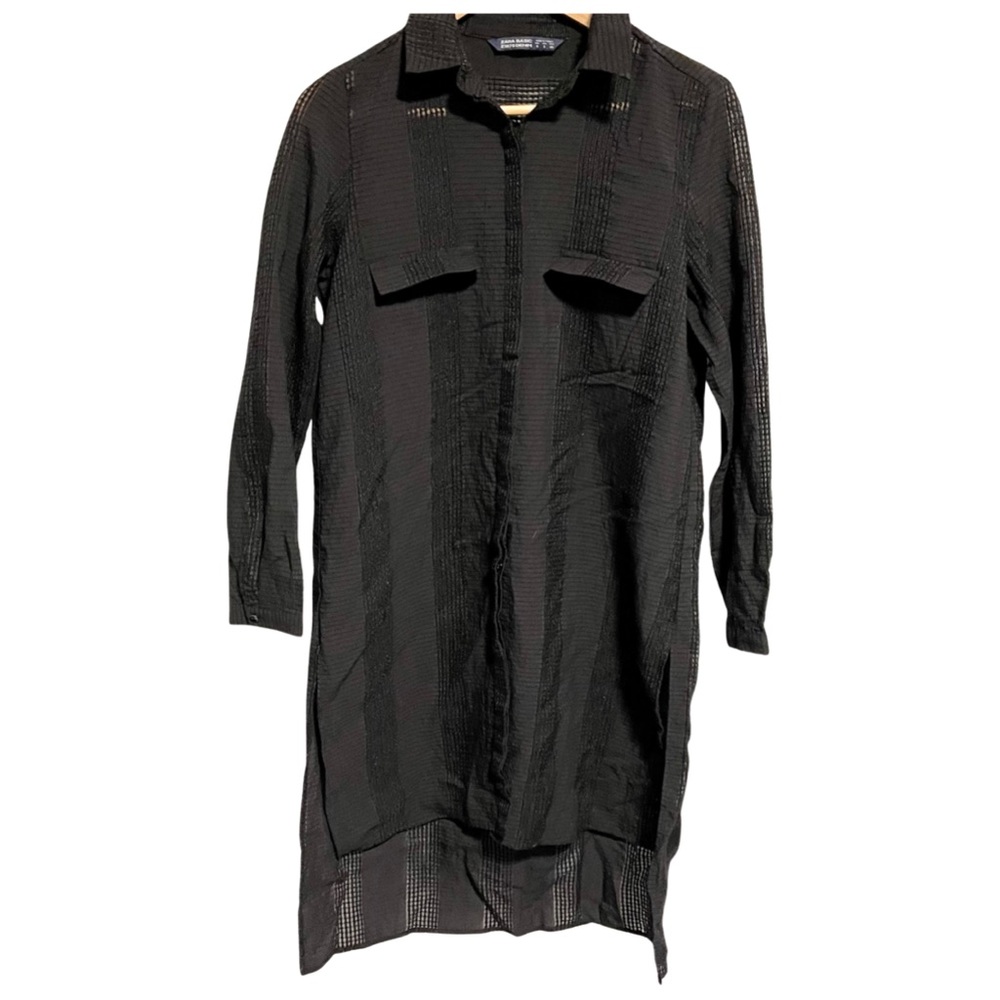 Zara Black Dress Shirt Tunic Oversized Top Shirt Dress Minimalist